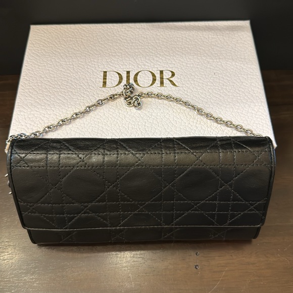 Dior Cannage Black Lambskin Wallet on a Chain WOC - Picture 2 of 11